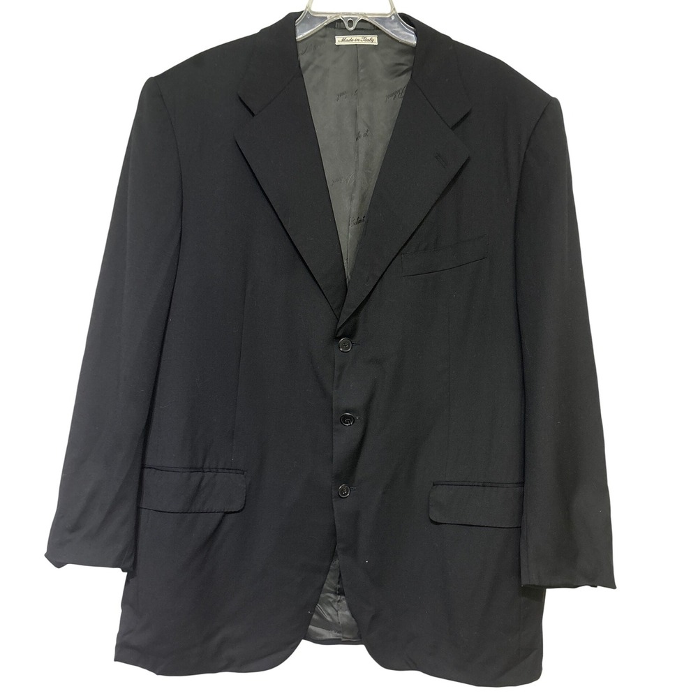 Belvest Made Especially Stanley Korshak Men's Black Wool Blazer Jacket‎ Italy